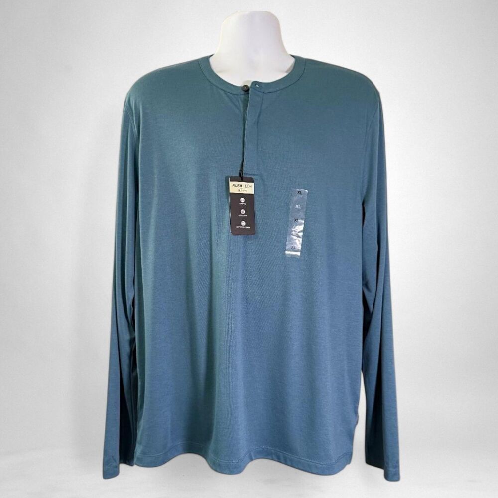 ALFANI Mens Regular fit Long Sleeve ALFATECH Henley Shirt, NEW! Size XL